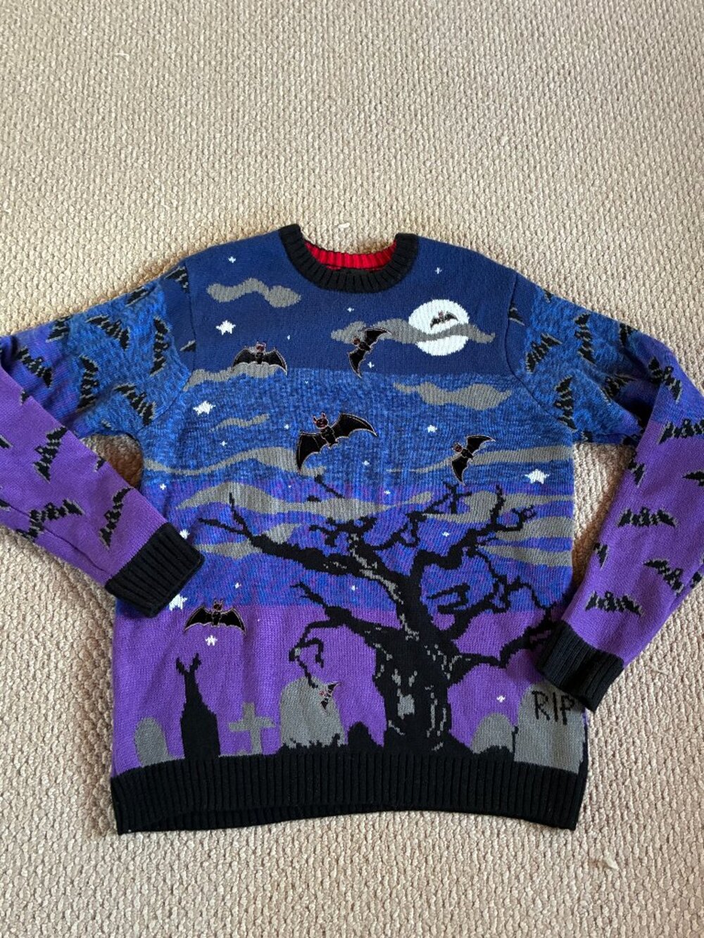 Halloween Bat Goth Large Blizzard Bay Graveyard Gothic Sweater Dark Academia